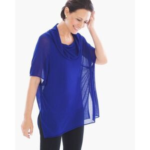 Chicos Dalyn Cowl Pullover Semi Sheer Womens 0 Sm Beachy Old Money Boho NWT